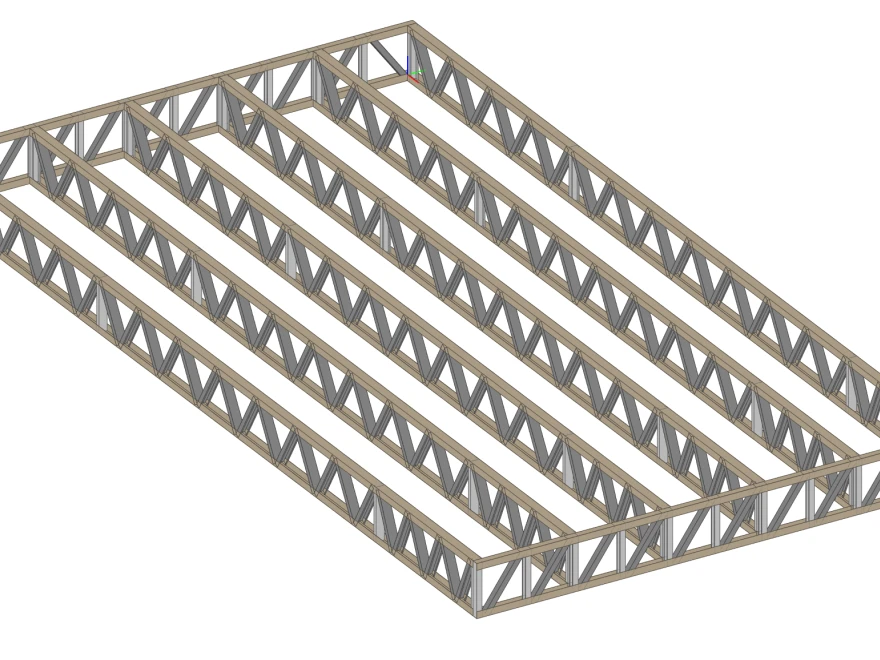 3D render of light gauge steel lattice joists
