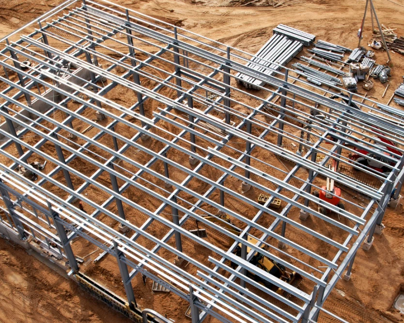 Light gauge steel frame structure under construction on site