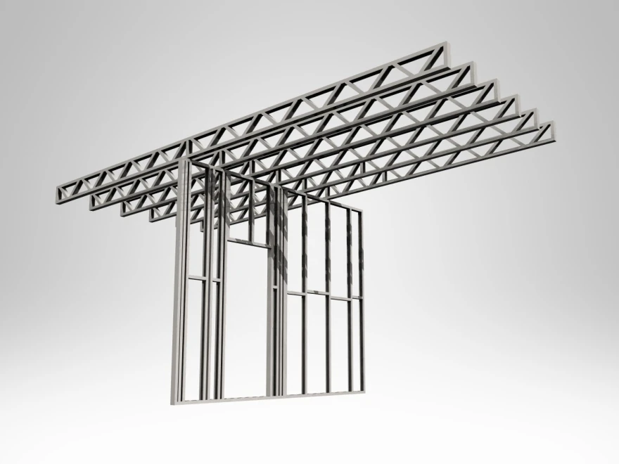 3D render of a non-load bearing light gauge steel frame
