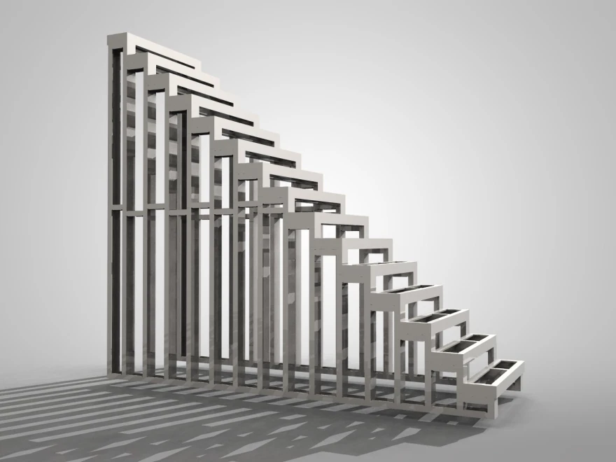 3D render of a light gauge steel stair